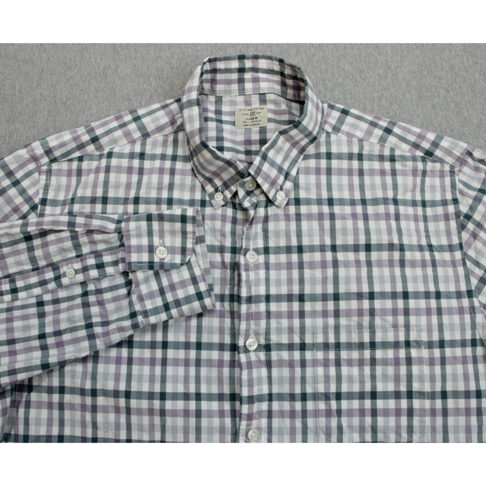J Crew Shirt Mens Large (16/16.5) Plaid 2 Ply 100% Cotton Button Down